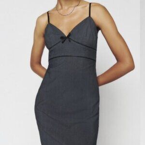 Express Womens Bodycon Mini Dress Gray Pinstripe Stretch (No Bow) Size 6